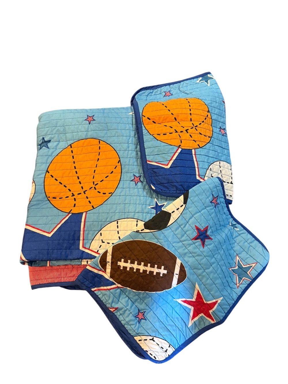 Full Size Sports Themed Quilt Set with Two Pillow Shams